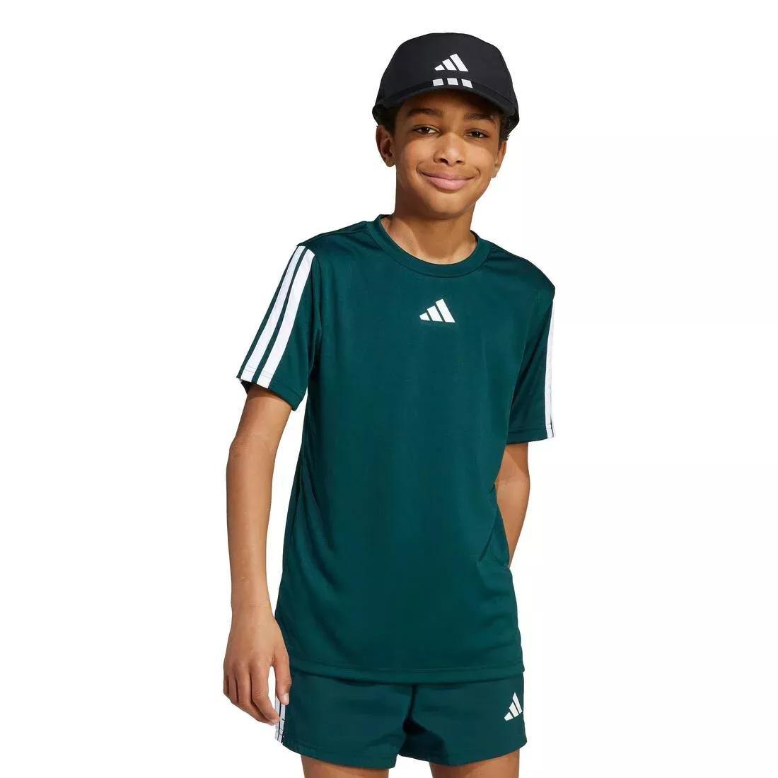 Kids Train Essentials 3-Stripes T-Shirt , Green, No Color, medium