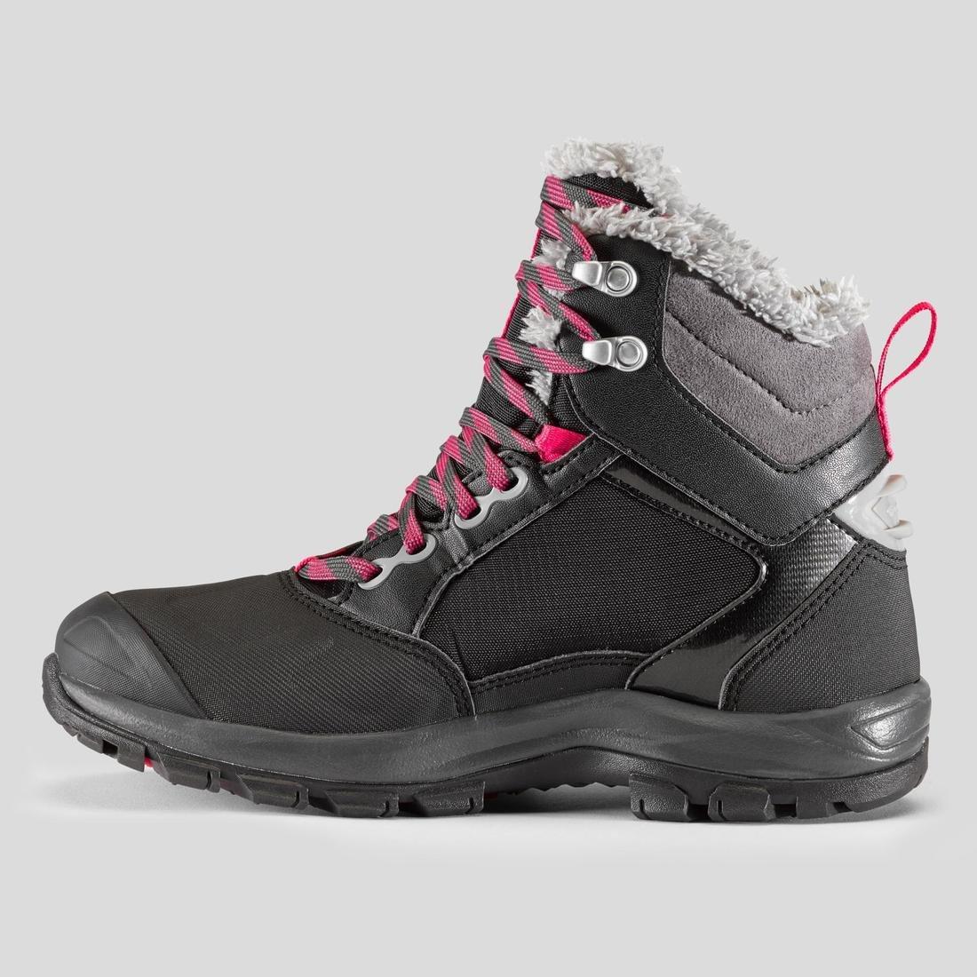 Women Warm Waterproof Hiking Shoes - Sh520 X-Warm Mid, Black, , large image number 8
