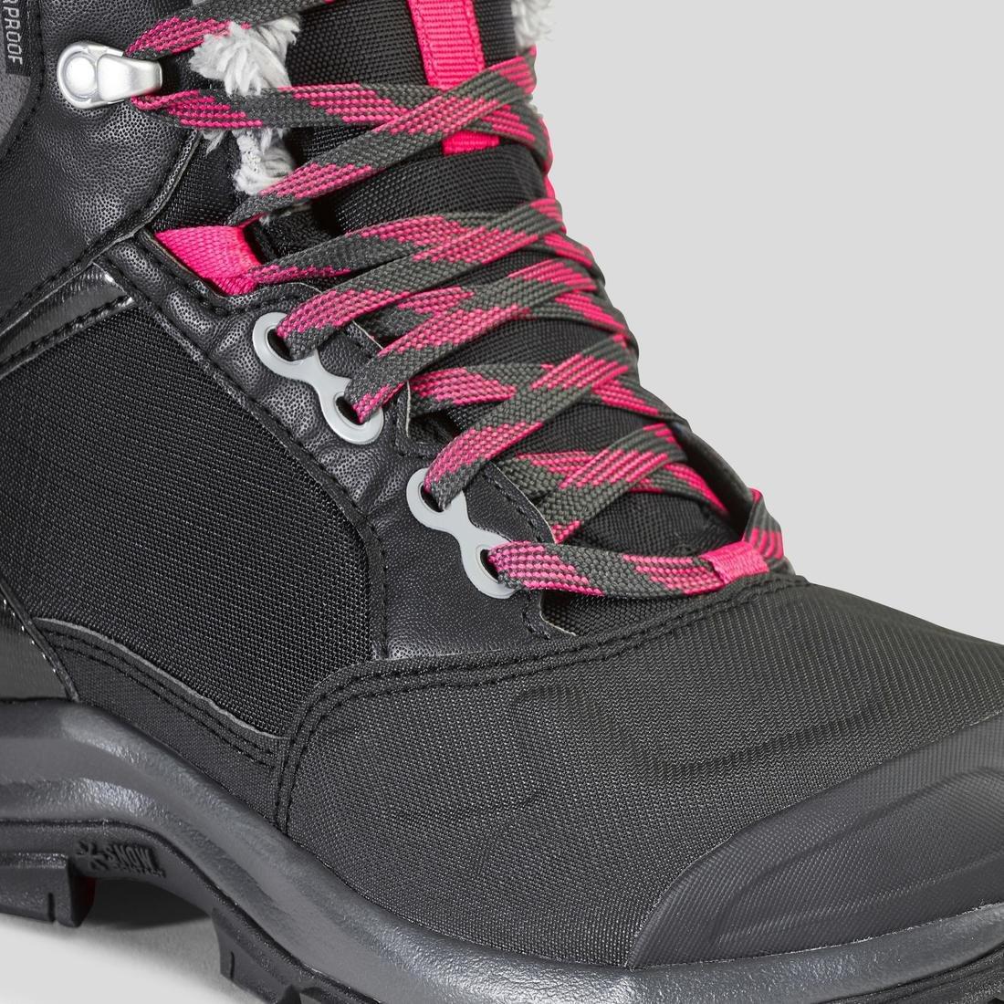 Women Warm Waterproof Hiking Shoes - Sh520 X-Warm Mid, Black, , large image number 11