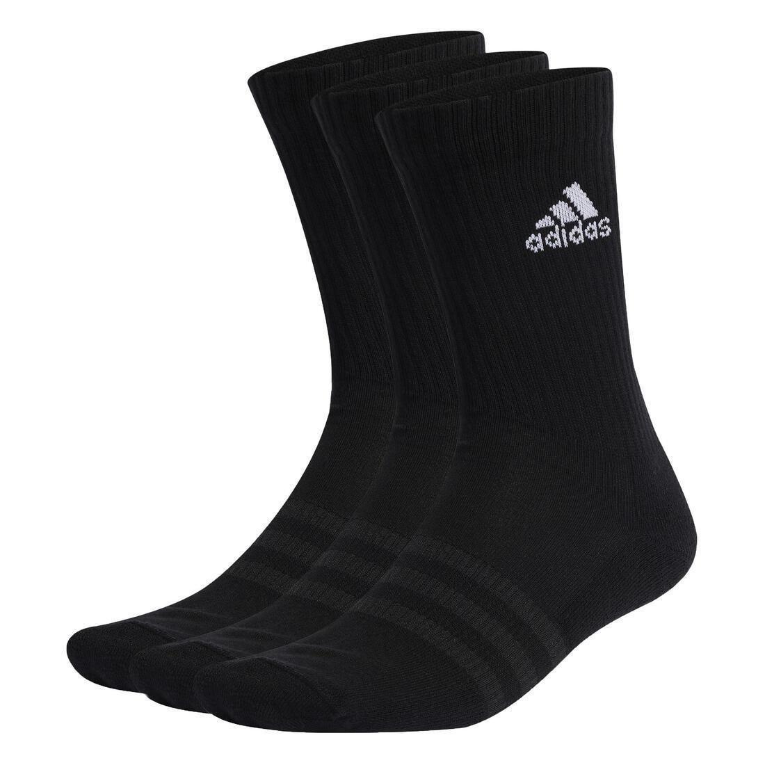 Unisex Cushioned Crew Socks - 3 Pairs, Black, , large image number 0