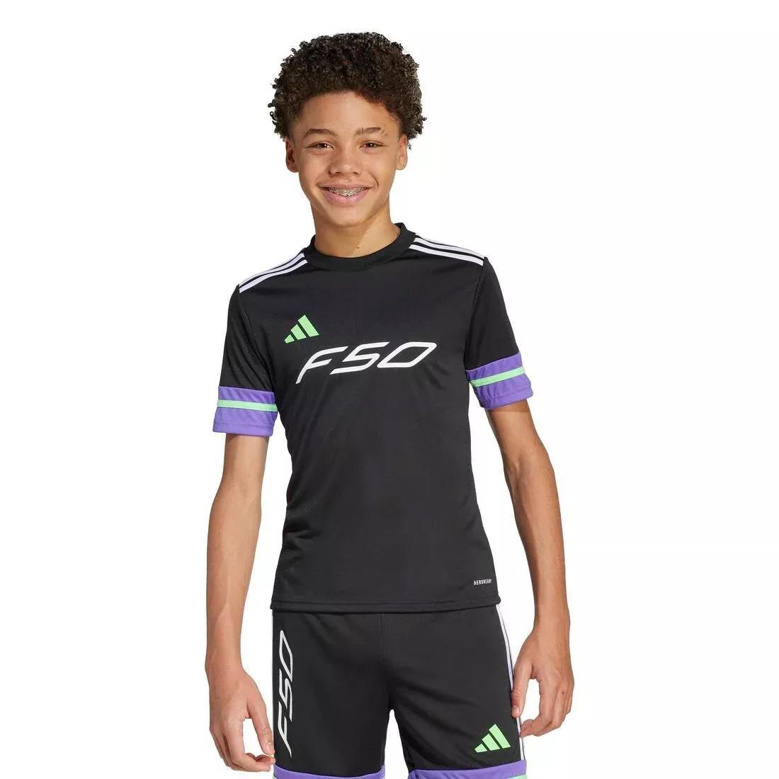 Kids Unisex F50 Short Sleeve Jersey, Black, No Color, large image number 3