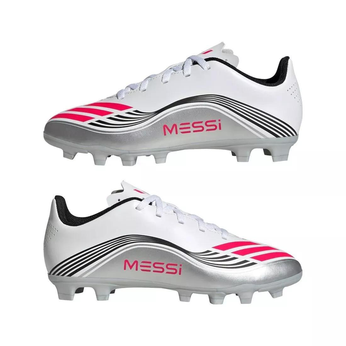 Kids Unisex F50 Messi Club Firm/Multi-Ground Boots, White, No Color, large image number 6