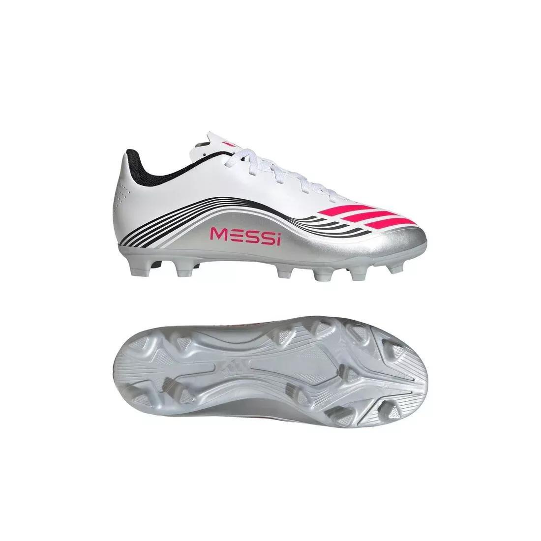 Kids Unisex F50 Messi Club Firm/Multi-Ground Boots, White, No Color, large image number 7