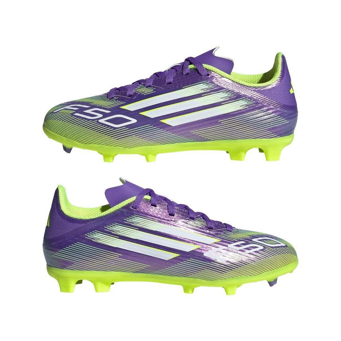Kids Unisex F50 League Firm/Multi-Ground Boots, Purple, No Color, large image number 5