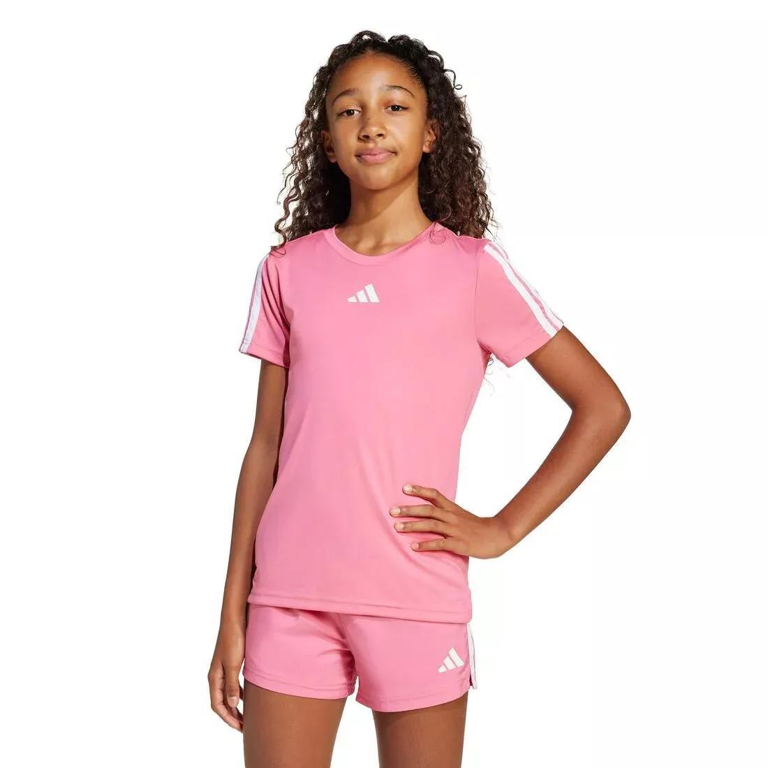 Kids Training Essentials 3-Stripes Tee, Pink, No Color, medium