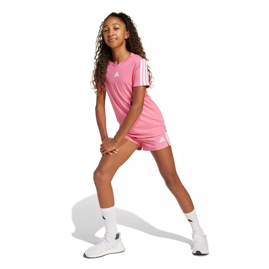Kids Training Essentials 3-Stripes Tee, Pink, No Color, large image number 1