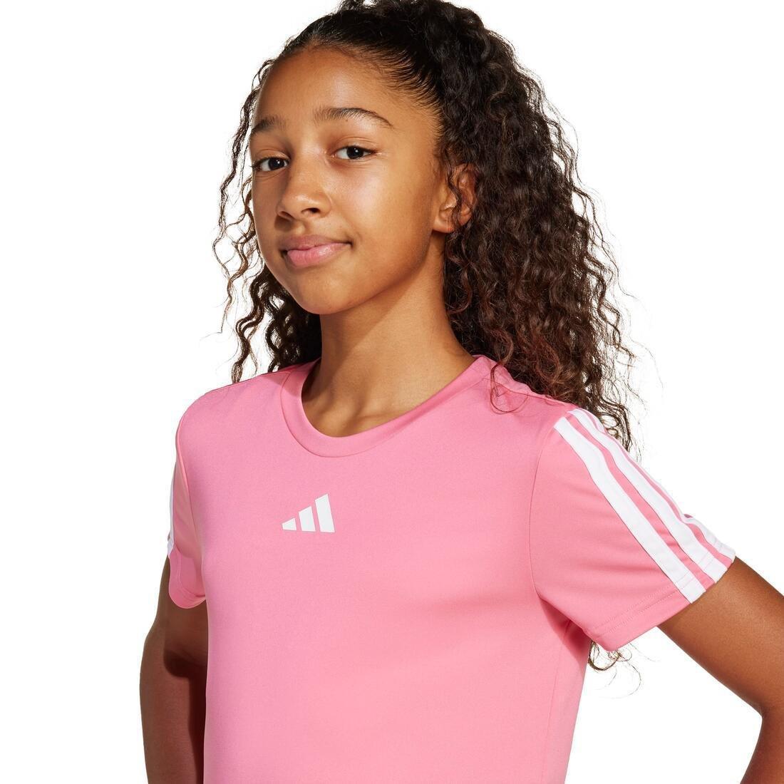 Kids Training Essentials 3-Stripes Tee, Pink, No Color, large image number 4