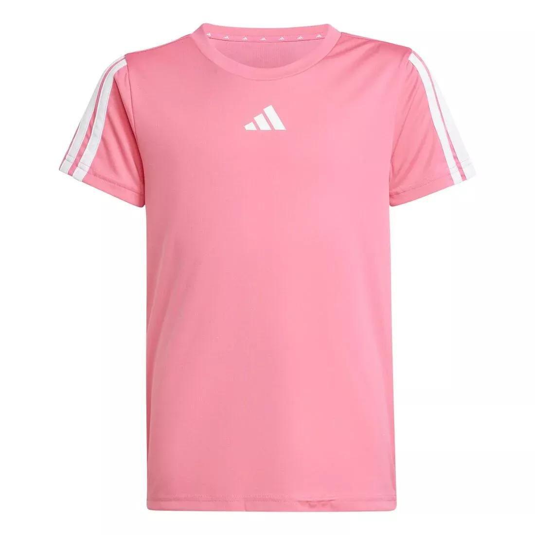 Kids Training Essentials 3-Stripes Tee, Pink, No Color, large image number 5