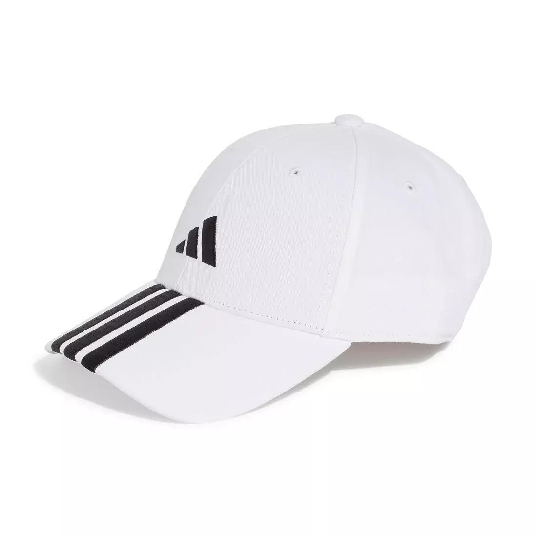 Unisex 3-Stripes Baseball Cap, White, No Color, medium