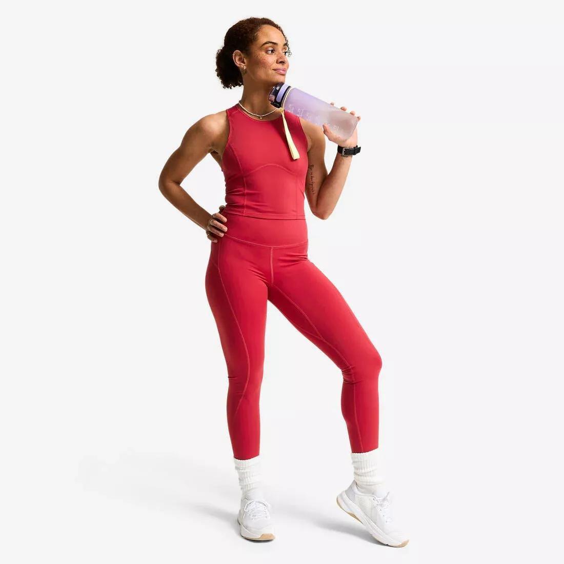 Women High-Waisted Shaping Sport Leggings, Brown, No Color, large image number 2