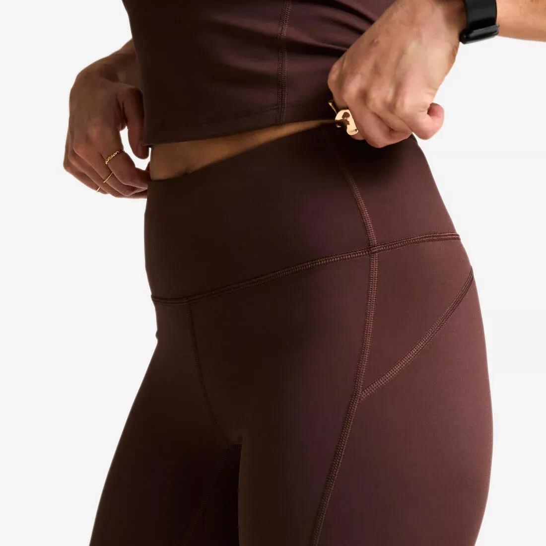 Women High-Waisted Shaping Sport Leggings, Brown, No Color, large image number 6