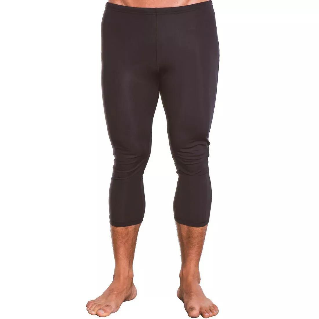 Mens Swim Leggings 3/4 Length, Black, No Color, large image number 0