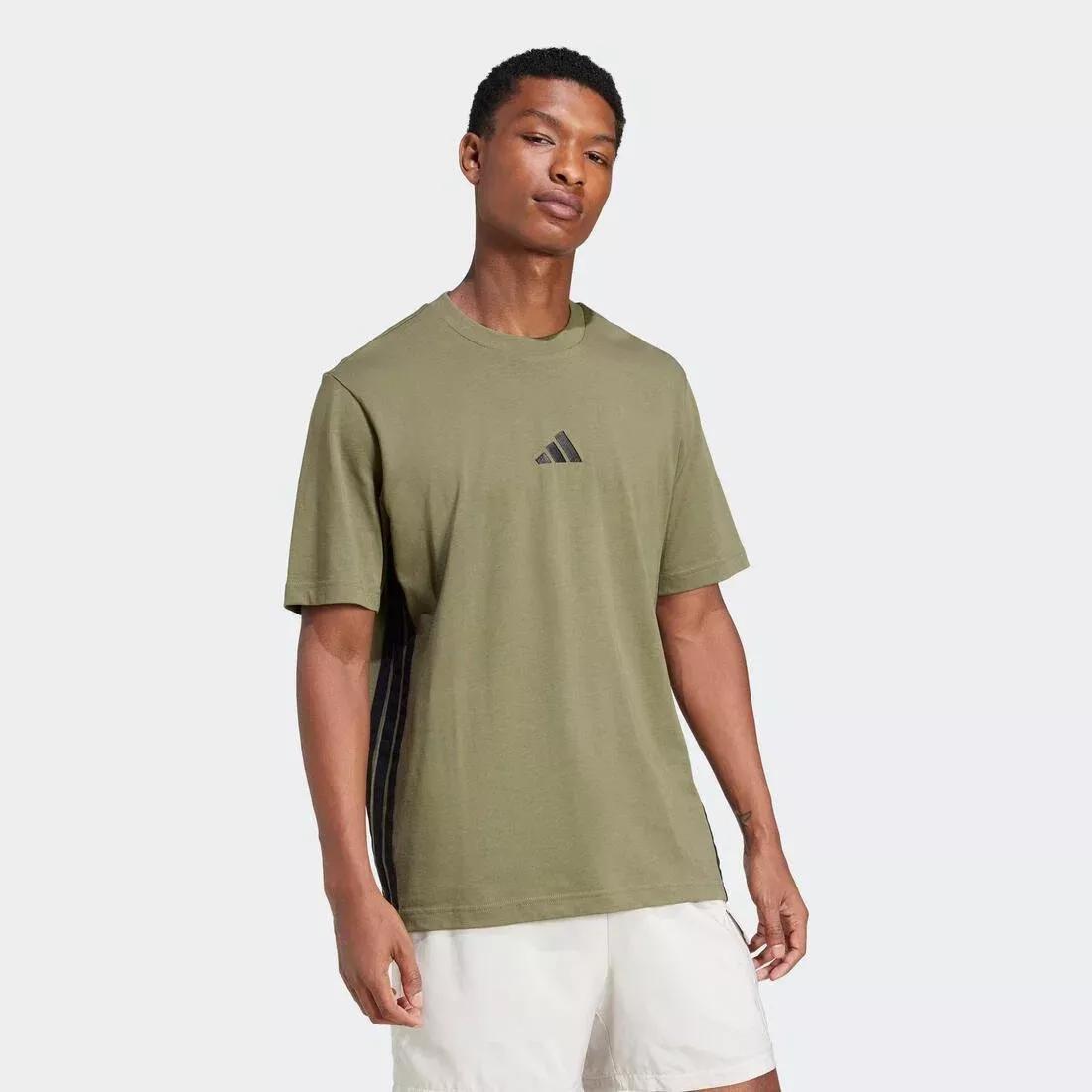 Essentials 3-Stripes Single Jersey T-Shirt, Green, No Color, large image number 3