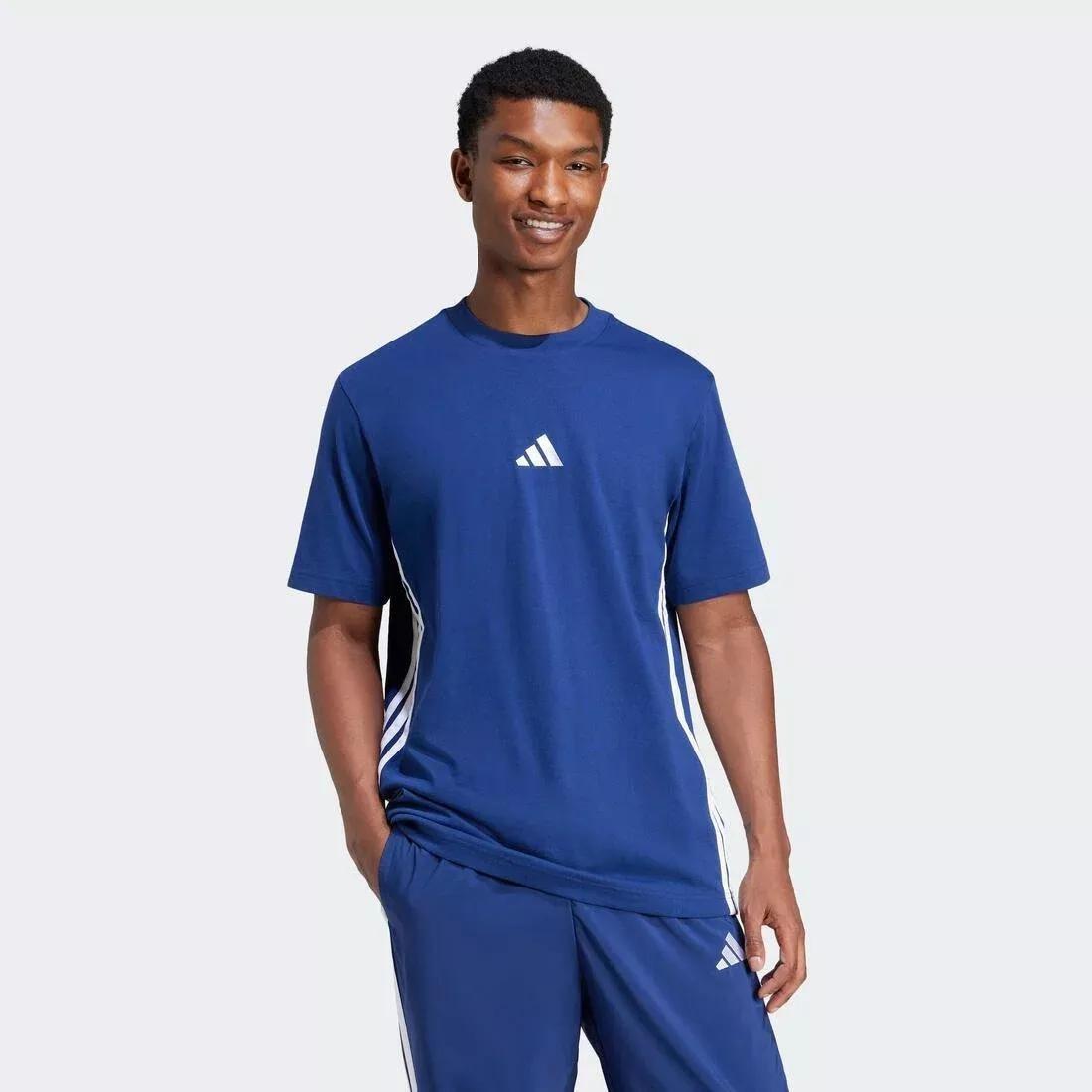 Essentials 3-Stripes Single Jersey T-Shirt, Blue, No Color, medium