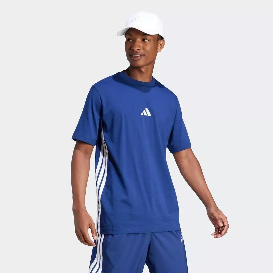 Essentials 3-Stripes Single Jersey T-Shirt, Blue, No Color, large image number 3