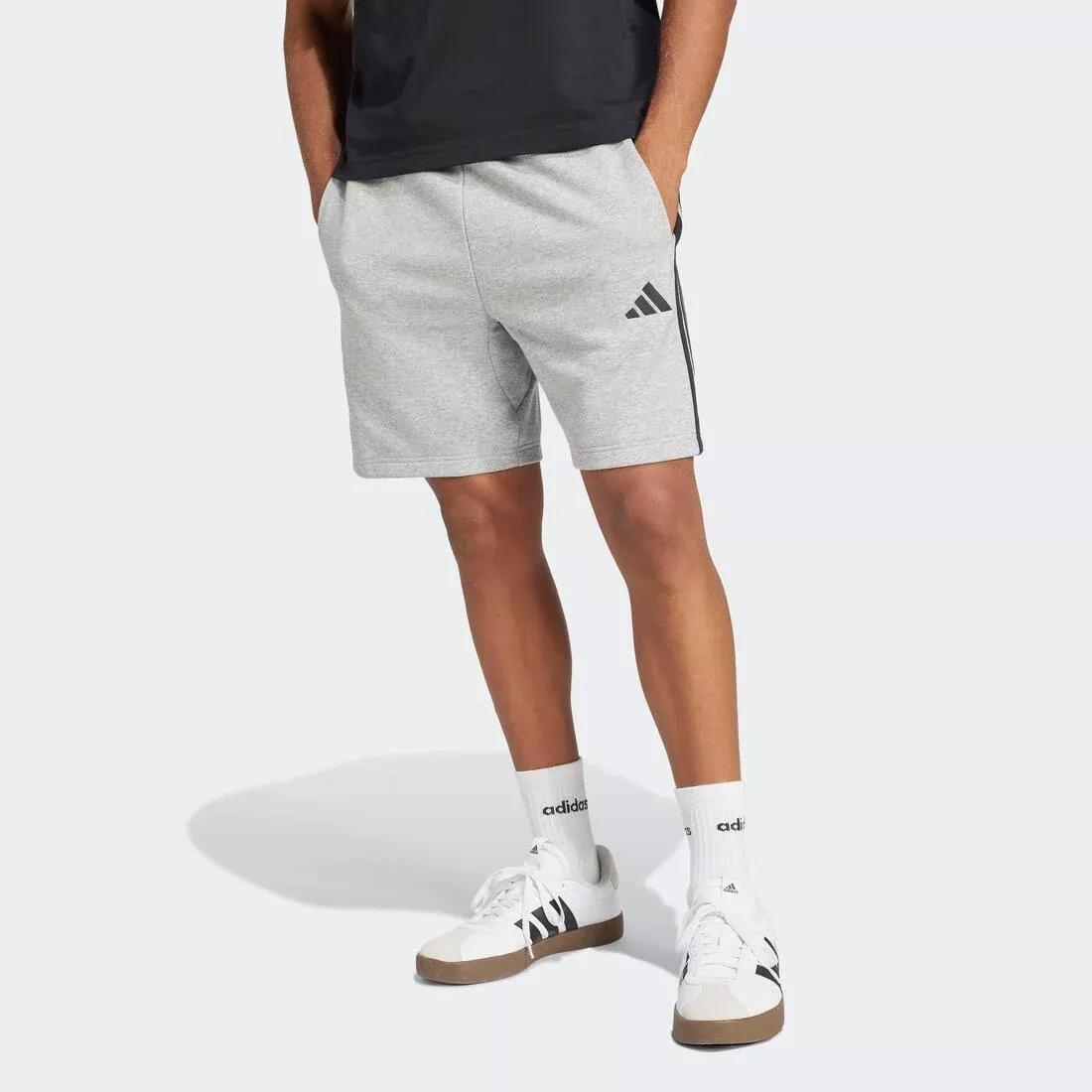 Essential 3-Stripes French Terry Shorts, Grey, No Color, large image number 3