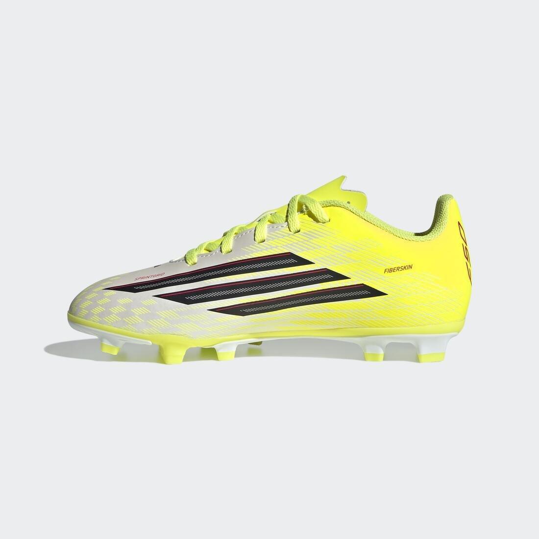 Kids Unisex F50 Club Firm Ground / Multi Ground Football Boots, Yellow, No Color, large image number 3