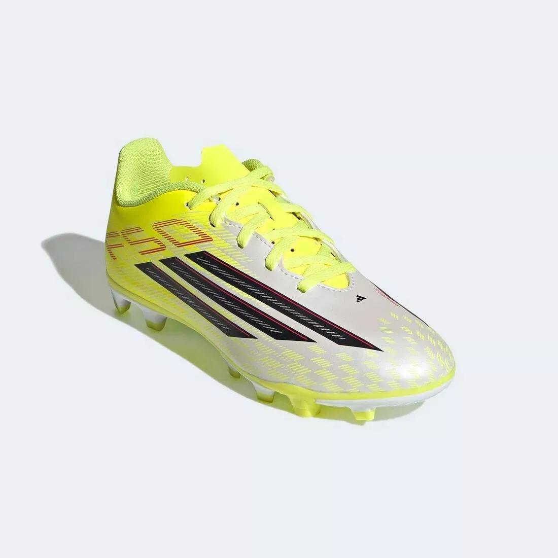 Kids Unisex F50 Club Firm Ground / Multi Ground Football Boots, Yellow, No Color, large image number 4
