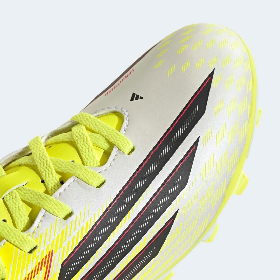 Kids Unisex F50 Club Firm Ground / Multi Ground Football Boots, Yellow, No Color, large image number 7