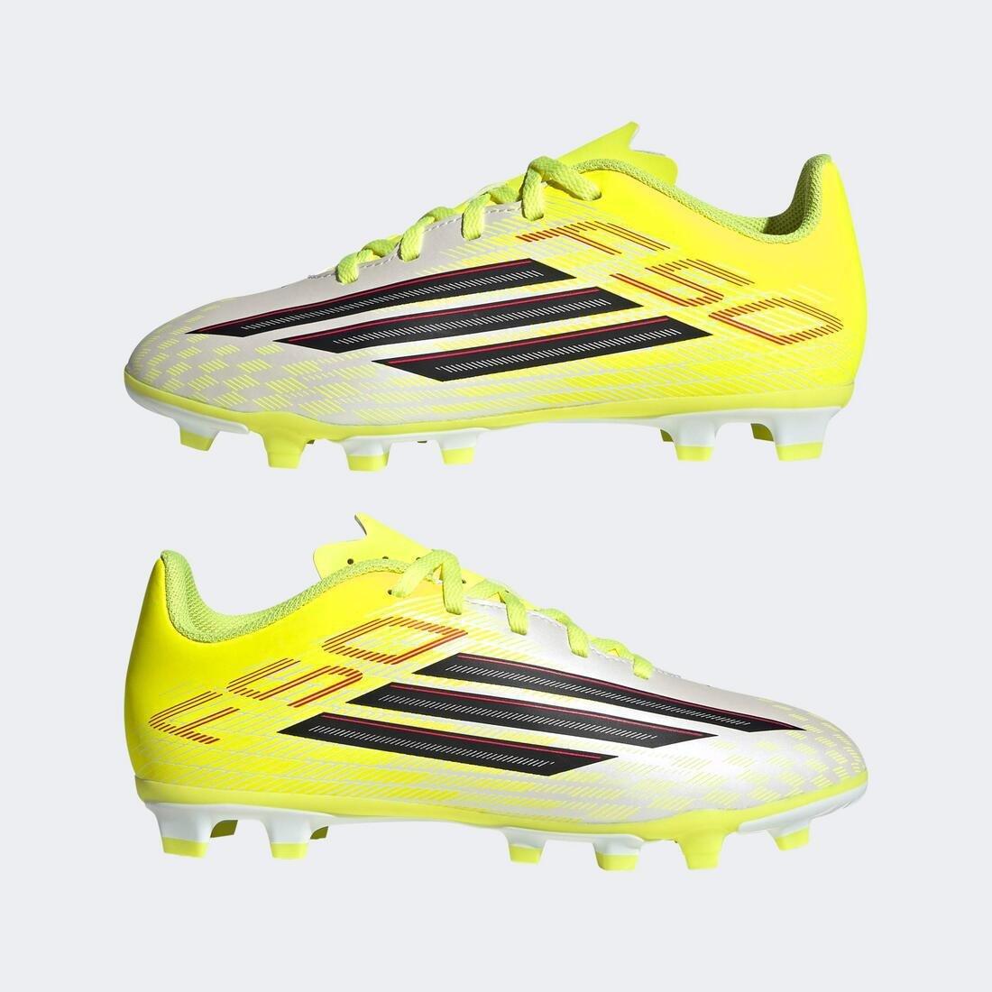 Kids Unisex F50 Club Firm Ground / Multi Ground Football Boots, Yellow, No Color, large image number 8