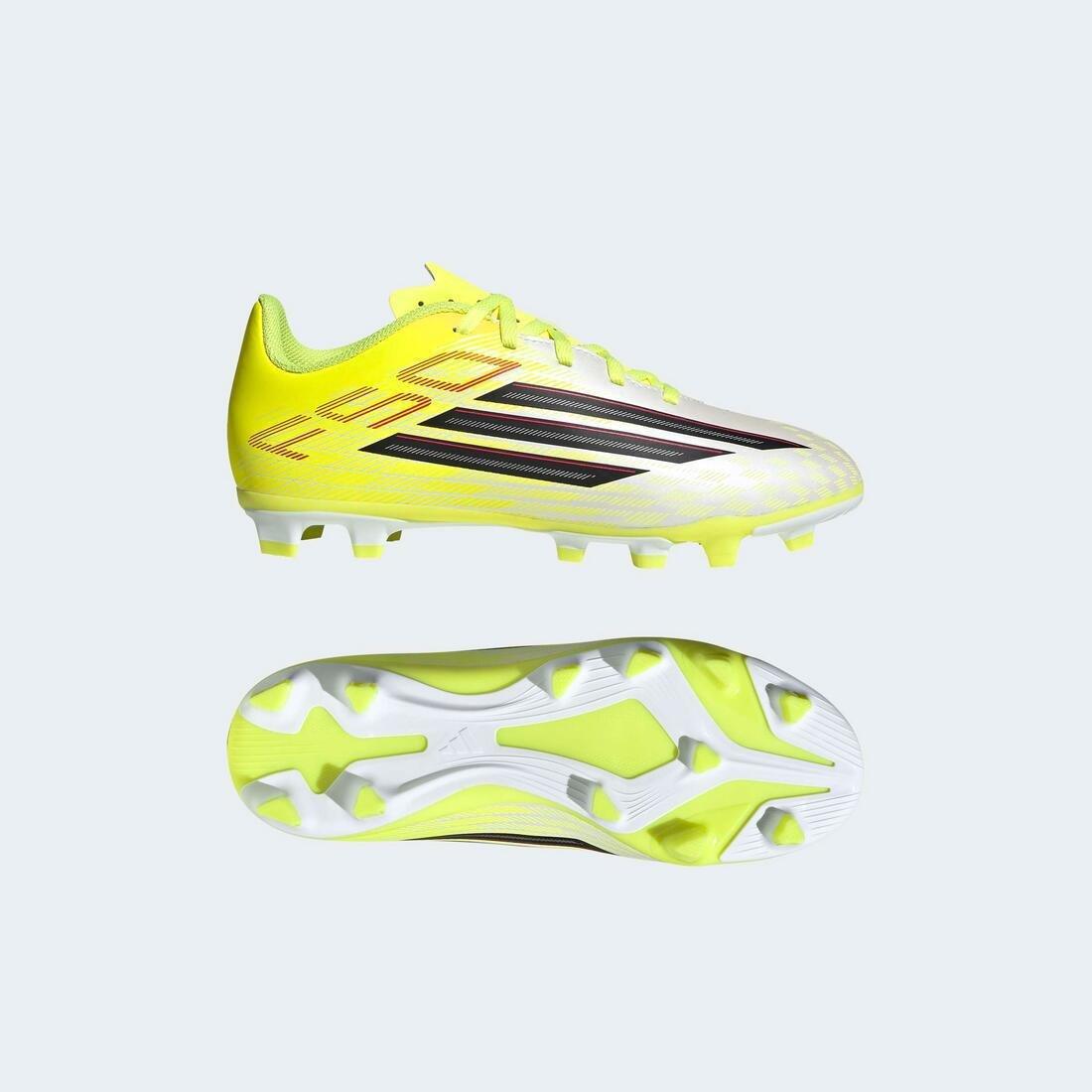 Kids Unisex F50 Club Firm Ground / Multi Ground Football Boots, Yellow, No Color, large image number 9