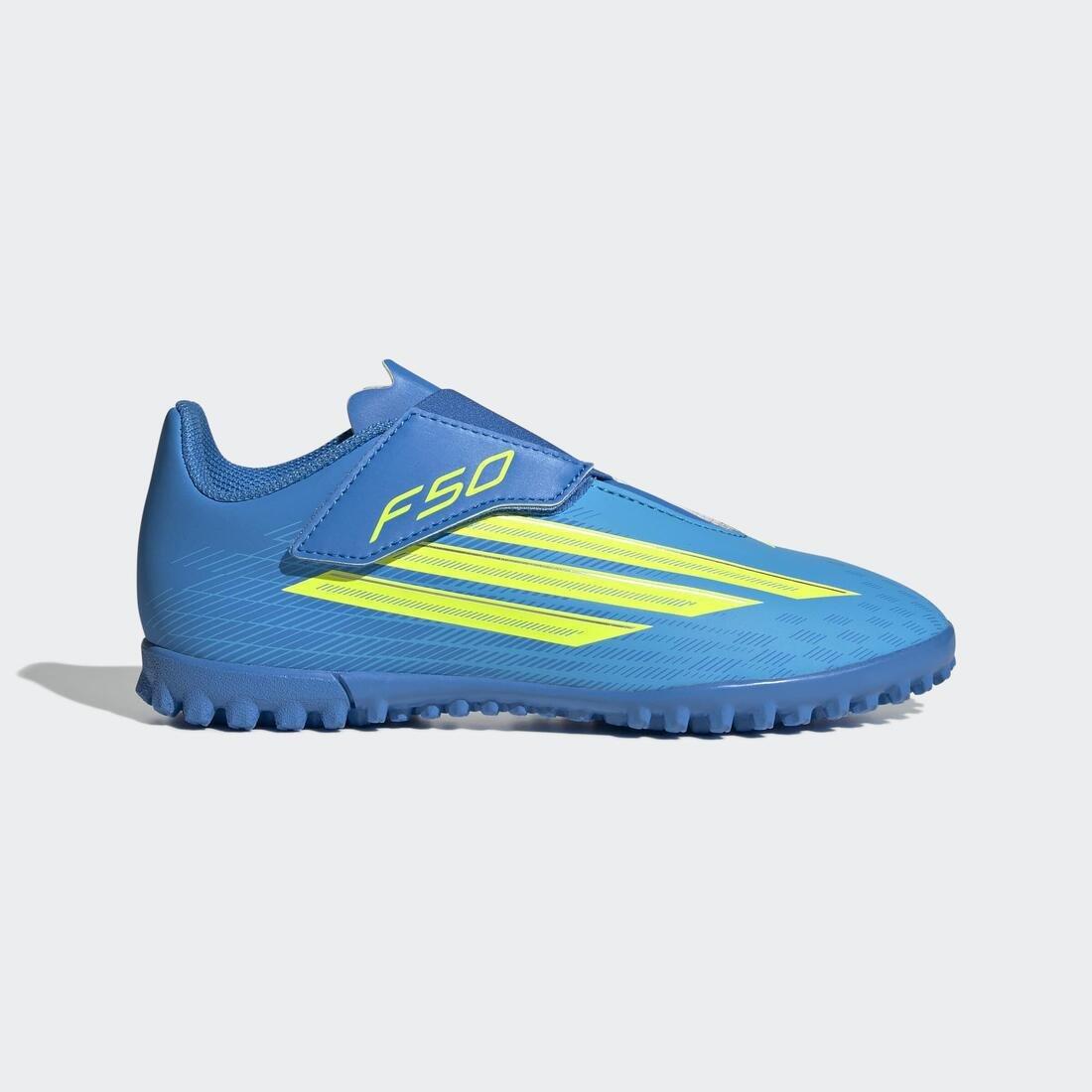 Kids Unisex F50 Club Velcro Turf Football Shoes, Blue, No Color, medium