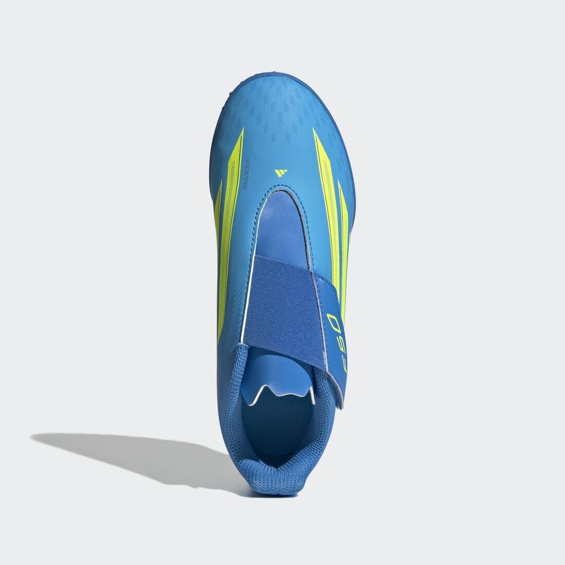 Kids Unisex F50 Club Velcro Turf Football Shoes, Blue, No Color, large image number 1