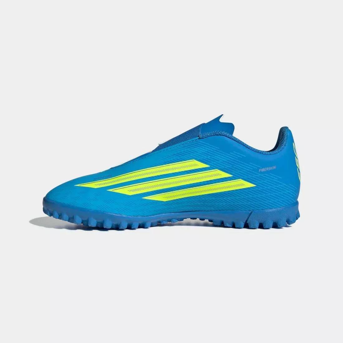 Kids Unisex F50 Club Velcro Turf Football Shoes, Blue, No Color, large image number 3