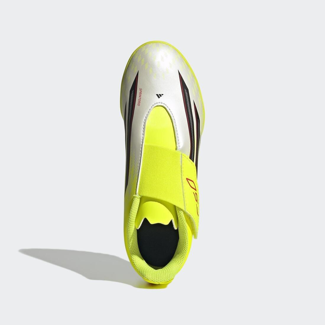 Kids Unisex F50 Club Velcro Turf Football Shoes, Yellow, , large image number 1
