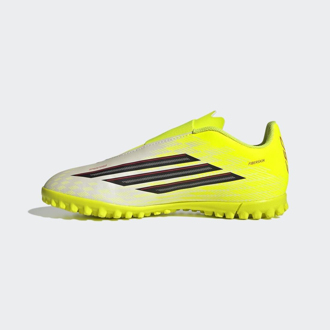 Kids Unisex F50 Club Velcro Turf Football Shoes, Yellow, , large image number 3
