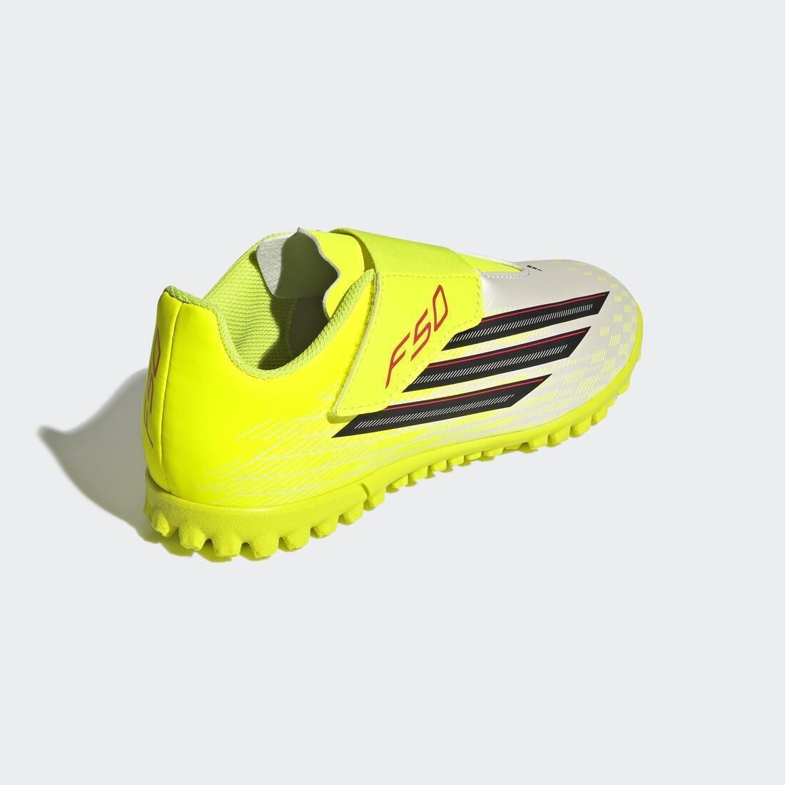 Kids Unisex F50 Club Velcro Turf Football Shoes, Yellow, , large image number 5
