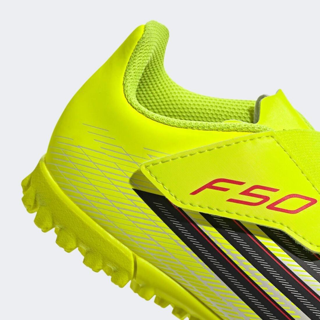 Kids Unisex F50 Club Velcro Turf Football Shoes, Yellow, , large image number 6