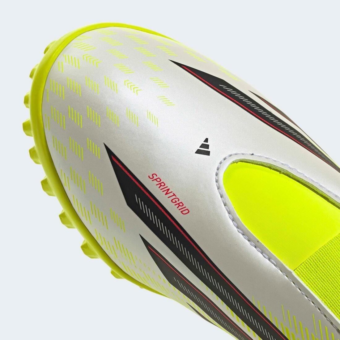Kids Unisex F50 Club Velcro Turf Football Shoes, Yellow, , large image number 7