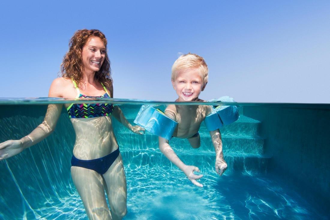 Unisex Kids Swimming Foam Armbands With Elasticated Strap For 15-30 Kg, Blue, No Color, large image number 6