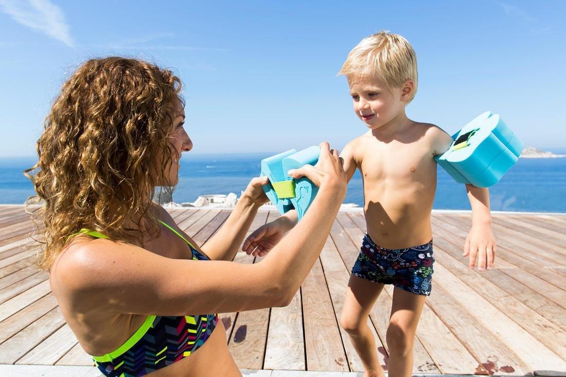 NABAIJI - Unisex Kids Swimming Foam Armbands With Elasticated Strap For 15-30 Kg, Blue