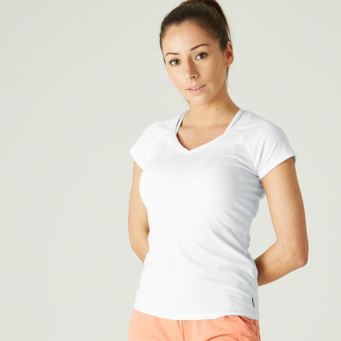Slim Fit Stretch Cotton Fitness T-Shirt, Turquoise, , large image number 5