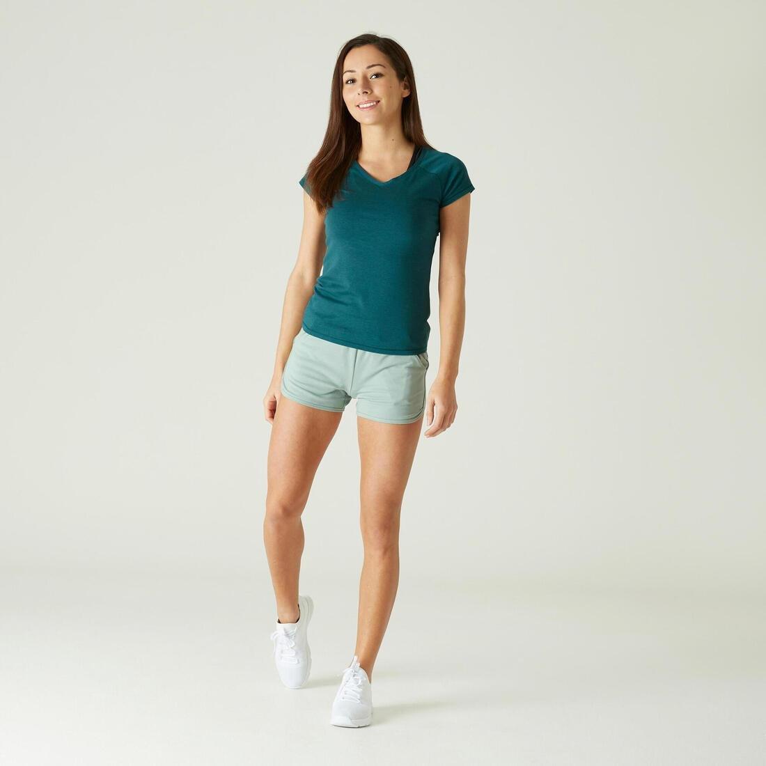 Slim Fit Stretch Cotton Fitness T-Shirt, Turquoise, , large image number 9