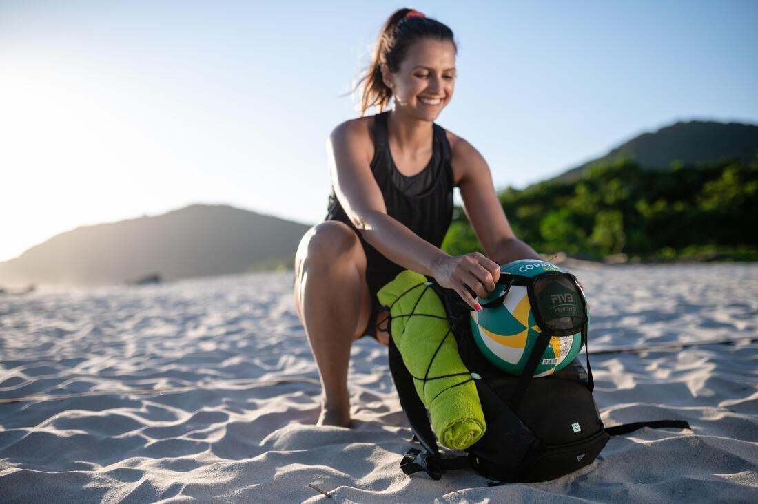 Beach Volleyball Compartment Backpack - Bv900 25L, Black, No Color, large image number 13