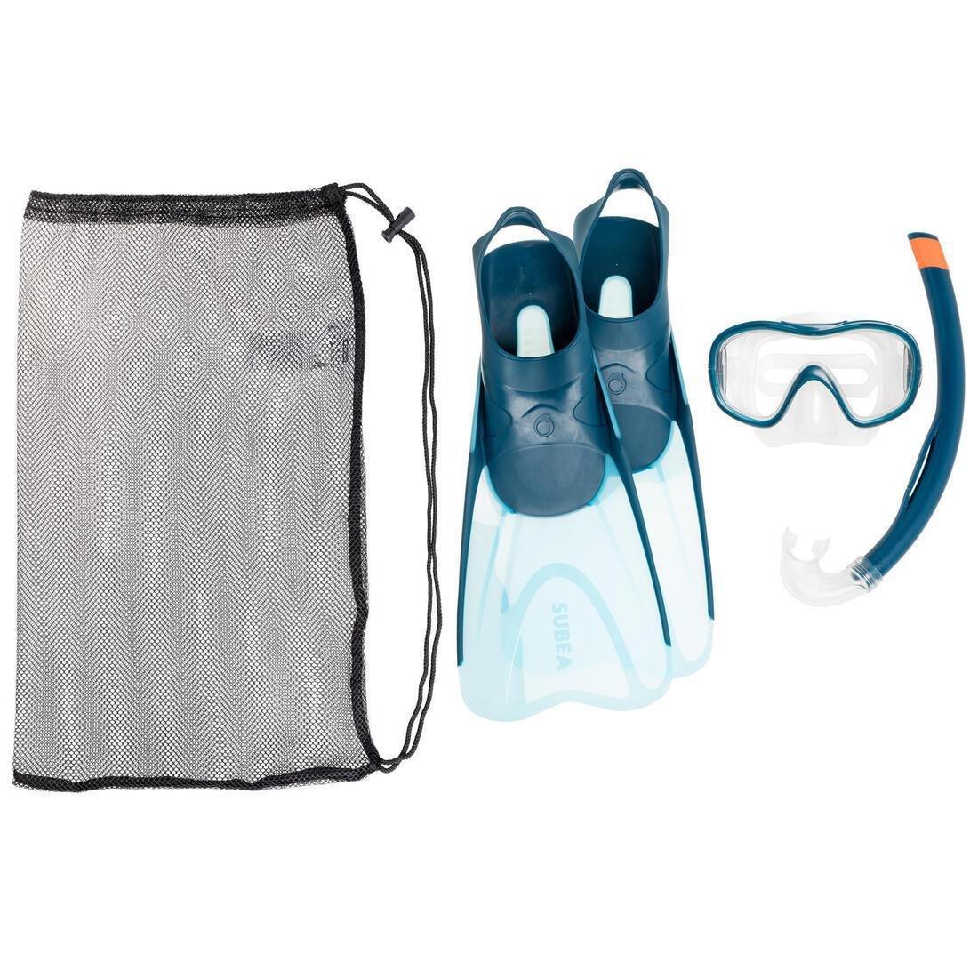 Adlt's Diving Snorkelling Fins Mask and Snorkel kit SNK 500, Blue, , large image number 0
