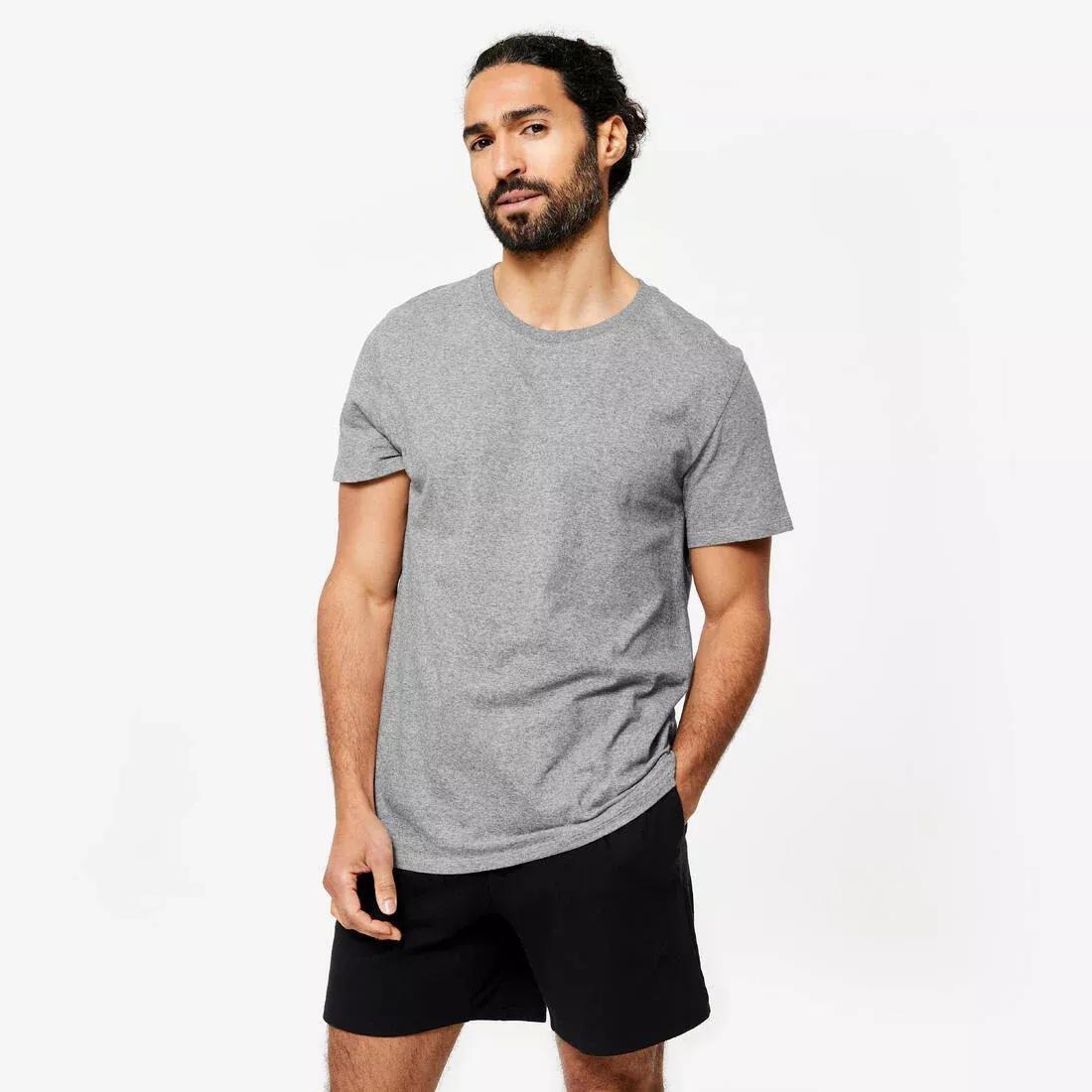 DOMYOS - Fitness Pure Cotton T-Shirt Sportee, Grey