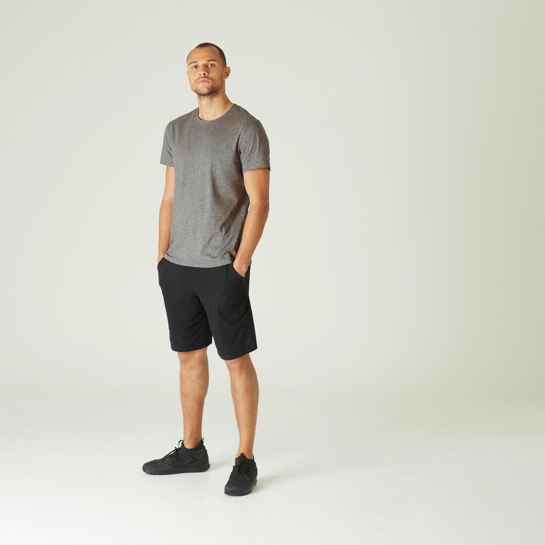 DOMYOS - Fitness Pure Cotton T-Shirt Sportee, Grey