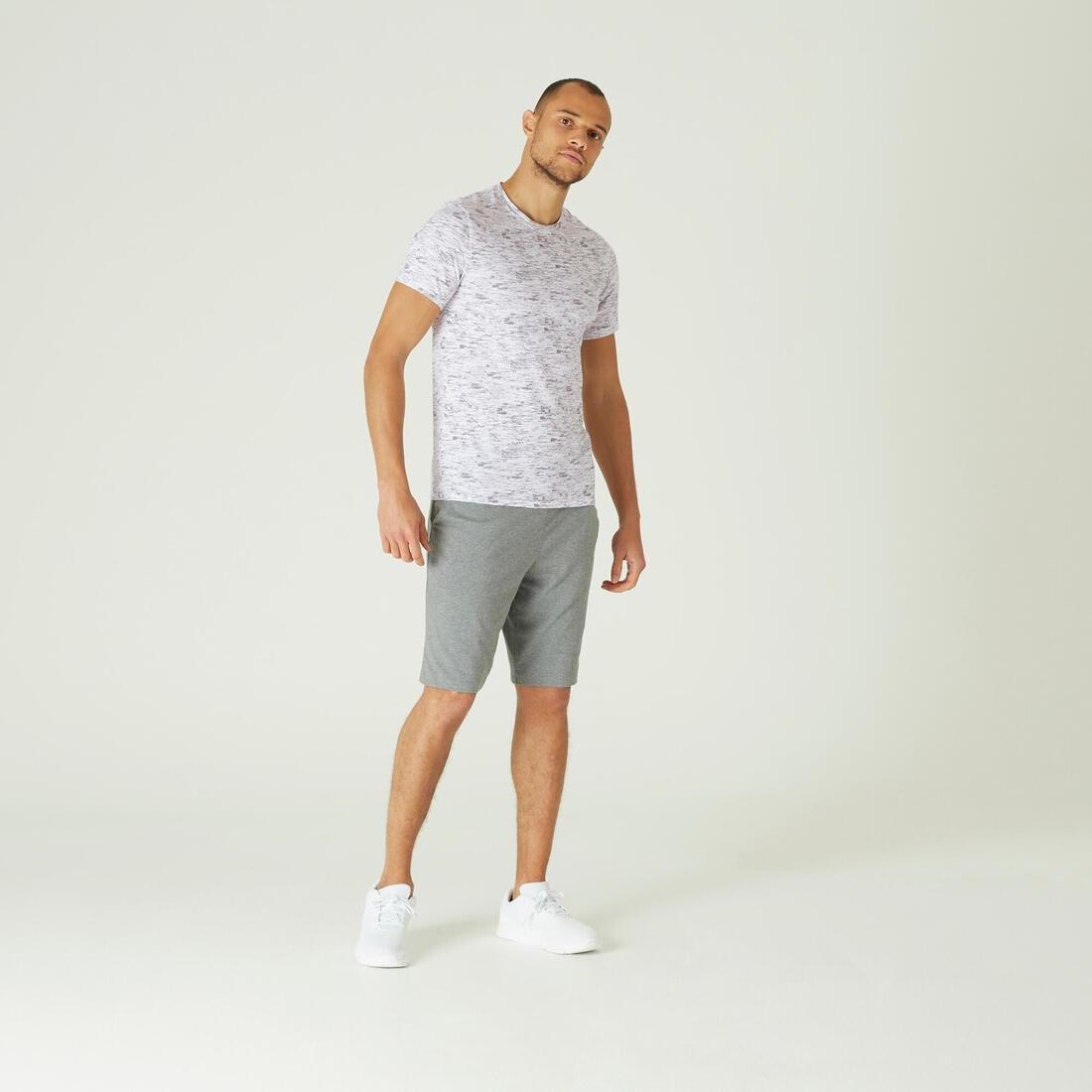 Mens Slim-Fit Stretch Cotton Fitness T-Shirt, White, , large image number 2