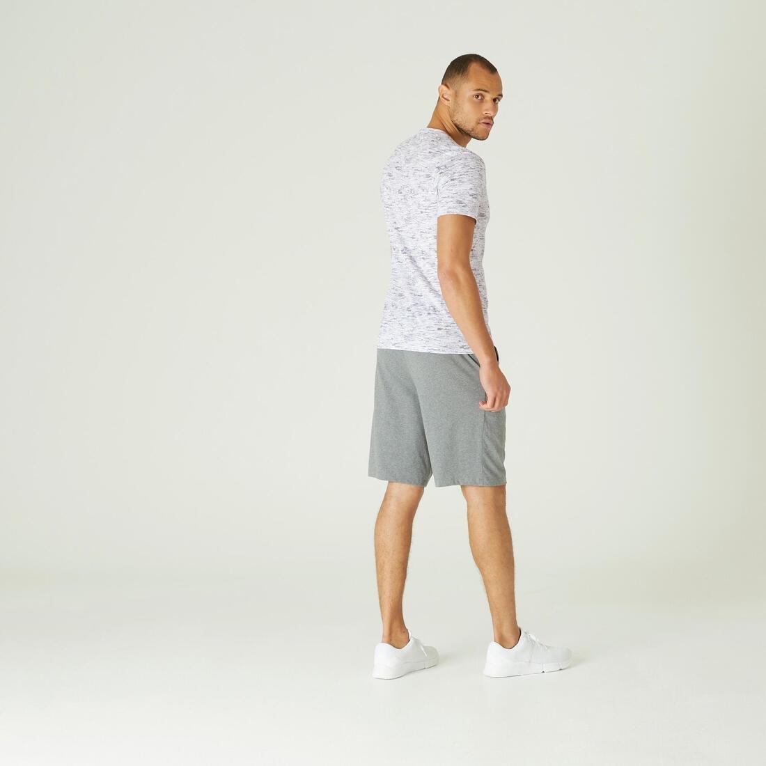 Mens Slim-Fit Stretch Cotton Fitness T-Shirt, White, No Color, large image number 3