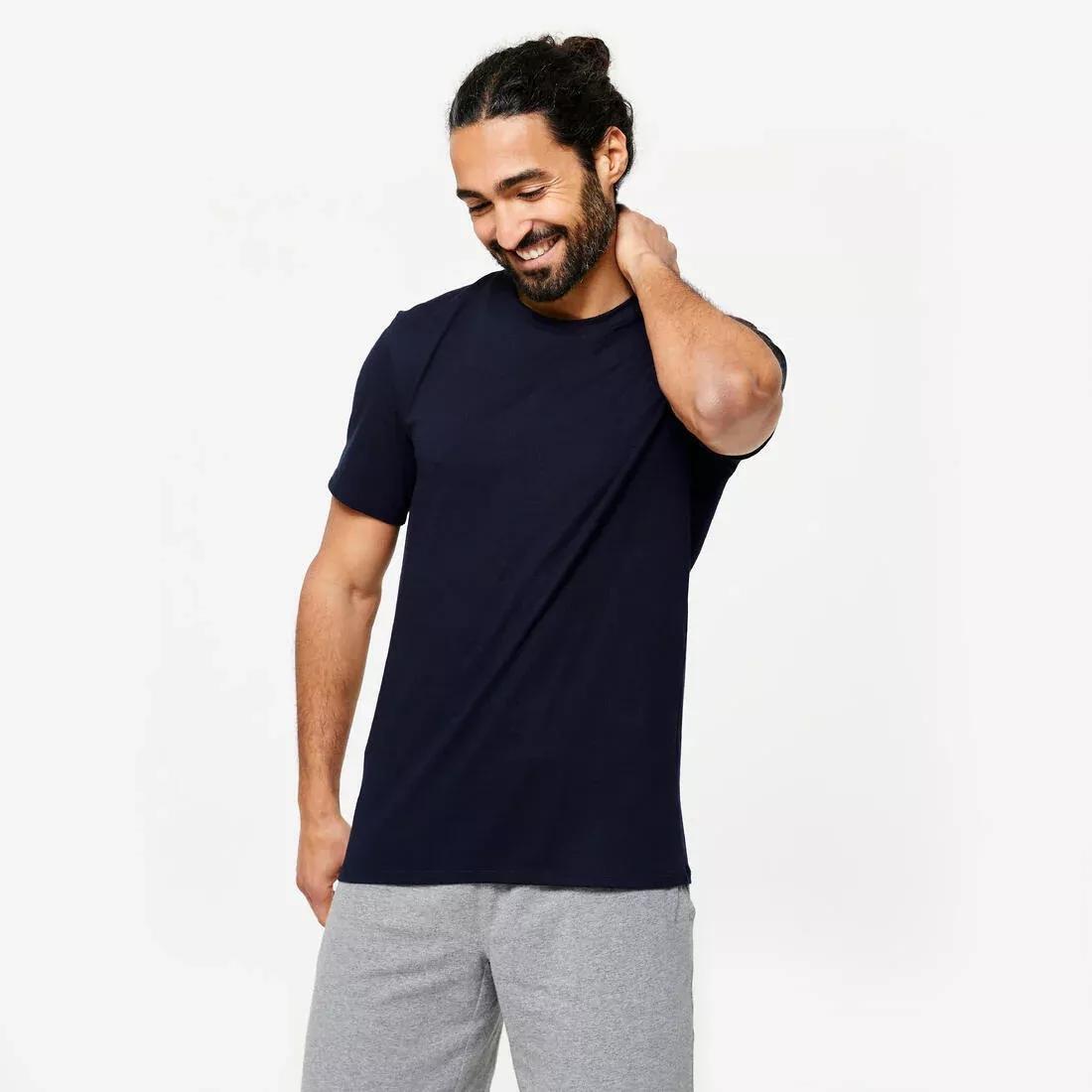 Mens Slim-Fit Stretch Cotton Fitness T-Shirt, White, No Color, large image number 6