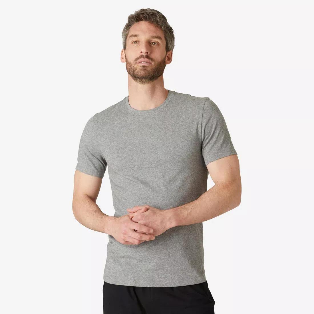 Mens Slim-Fit Stretch Cotton Fitness T-Shirt, White, No Color, large image number 8