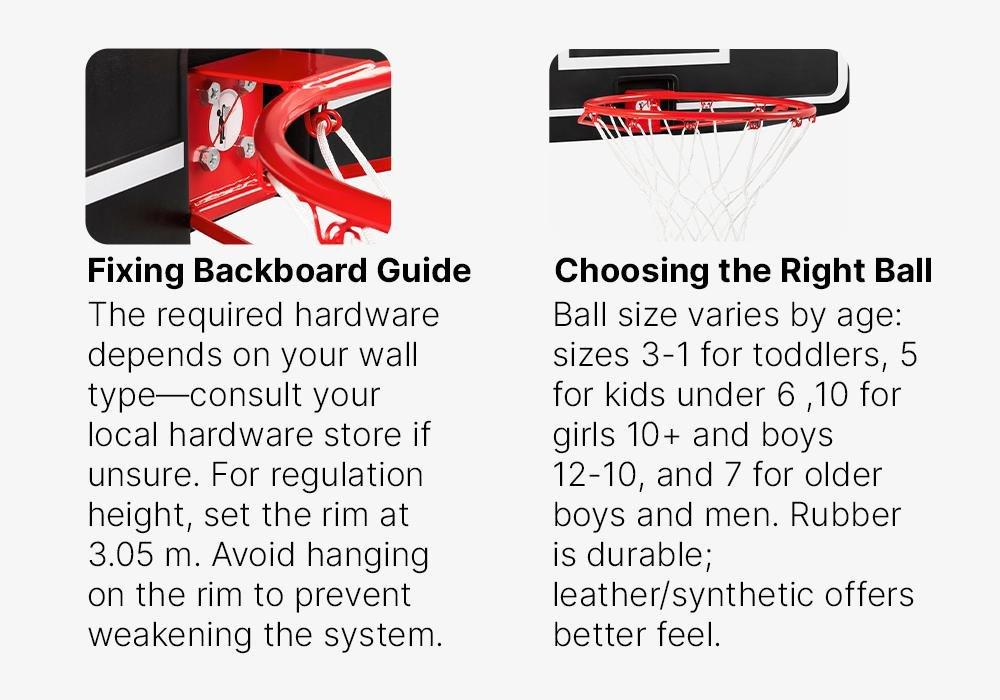 Wall-Mounted Basketball Hoop - SB100, Black/Red, No Color, medium