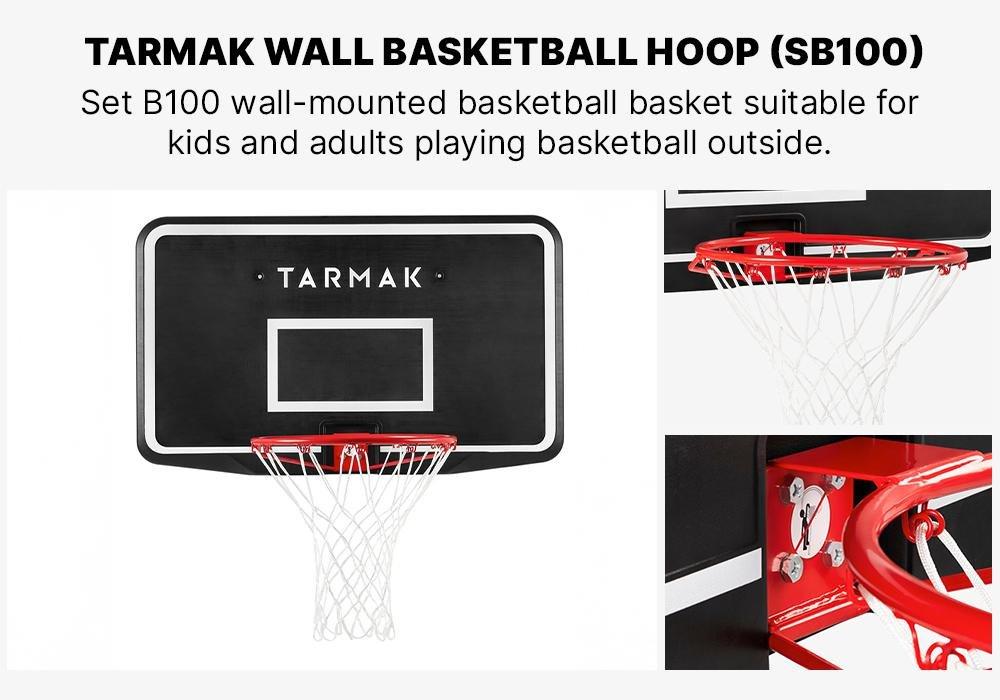 Wall-Mounted Basketball Hoop - SB100, Black/Red, No Color, medium
