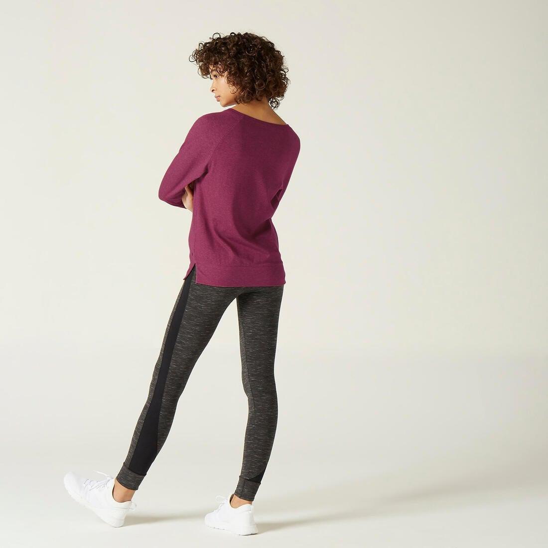 Stretchy Long-Sleeved Cotton Fitness T-Shirt, Purple, , large image number 3