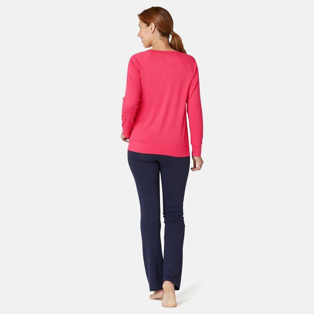 Stretchy Long-Sleeved Cotton Fitness T-Shirt, Purple, , large image number 14