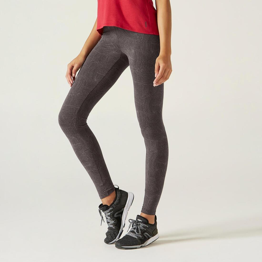 Women Slim-Fit Gym Stretching Leggings - Fit+ 500 Aop, Grey, No Color, large image number 1